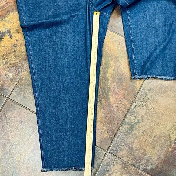 Ruby Rd. Pull-on Straight Denim Fringe Bottom Jeans 3X - Picture 4 of 8